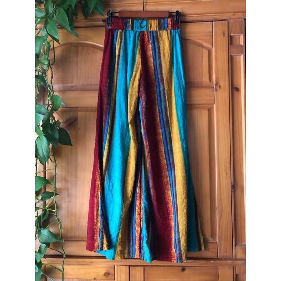 CIDER STRIPED ELASTIC WAIST WIDE LEG TROUSERS SZ M - Picture 8 of 14